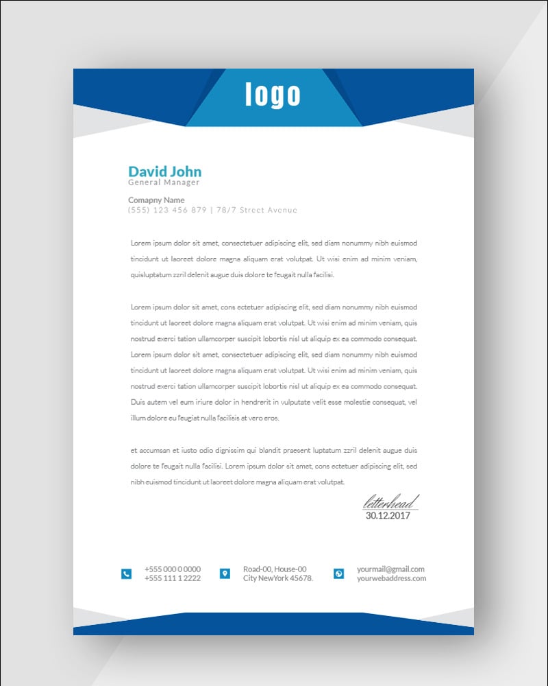 Creative Blue Letterhead - Corporate Identity Template