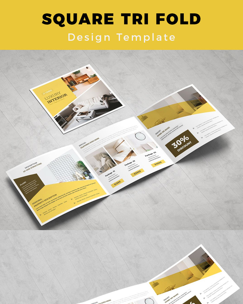 Junsele Real Estate Square Trifold Brochure - Corporate Identity Template