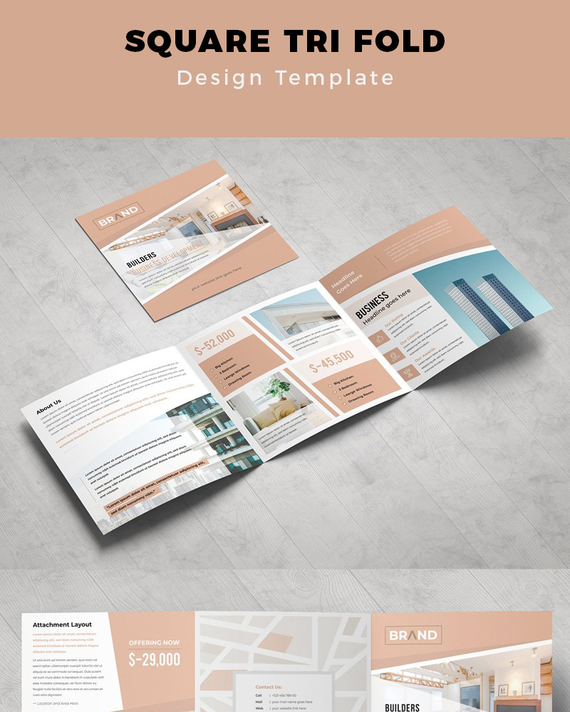 Nueva Real Estate Square Tri fold Brochure - Corporate Identity Template