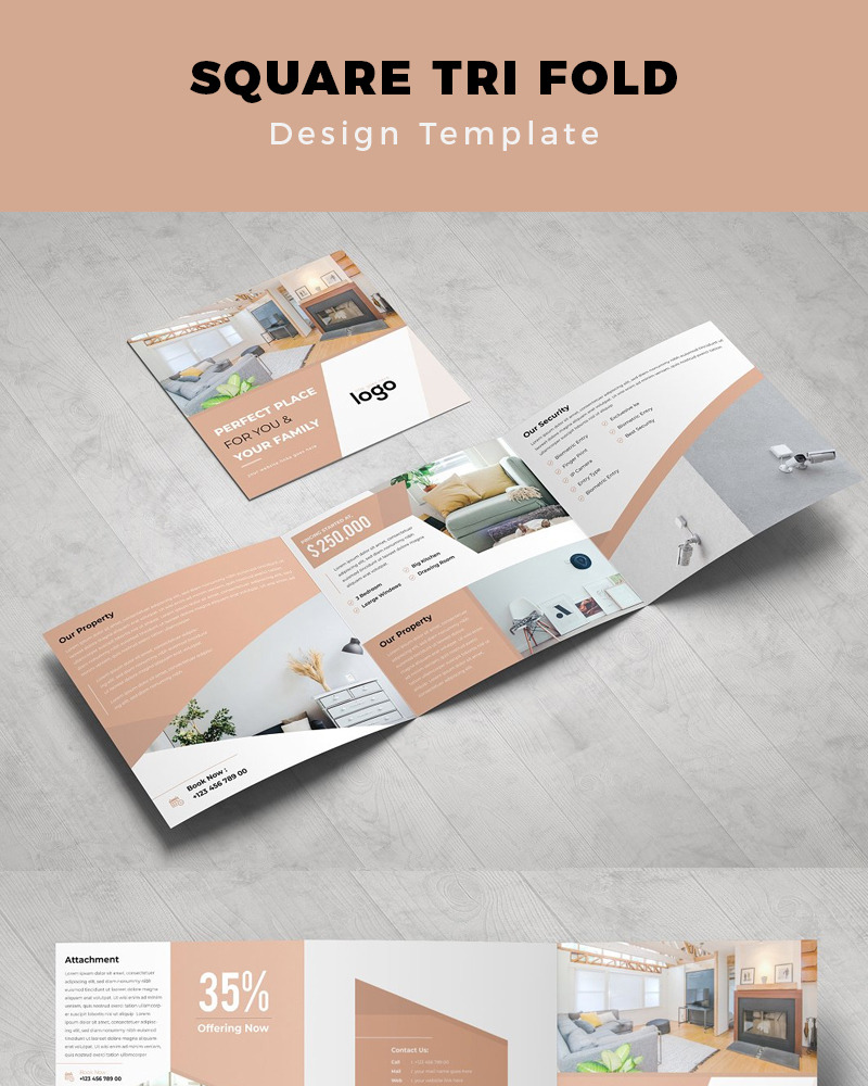 Real Estate Square Trifold Brochure - Corporate Identity Template