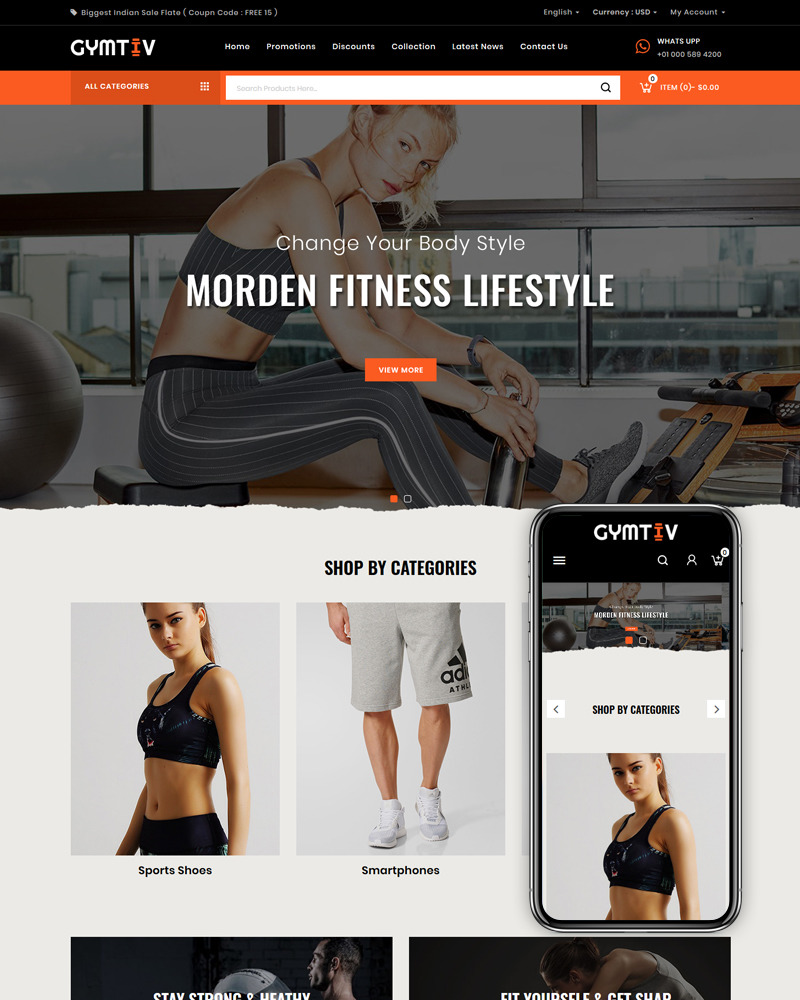 Gymtiv Fitness Store Theme TemplateMonster