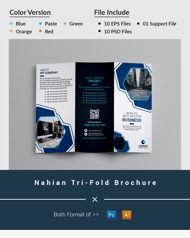 Nahian Tri-Fold Brochure - Corporate Identity Template