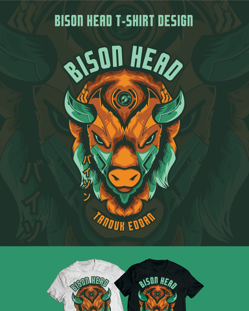 Bison Head Design Tshirt Design 87100 TemplateMonster