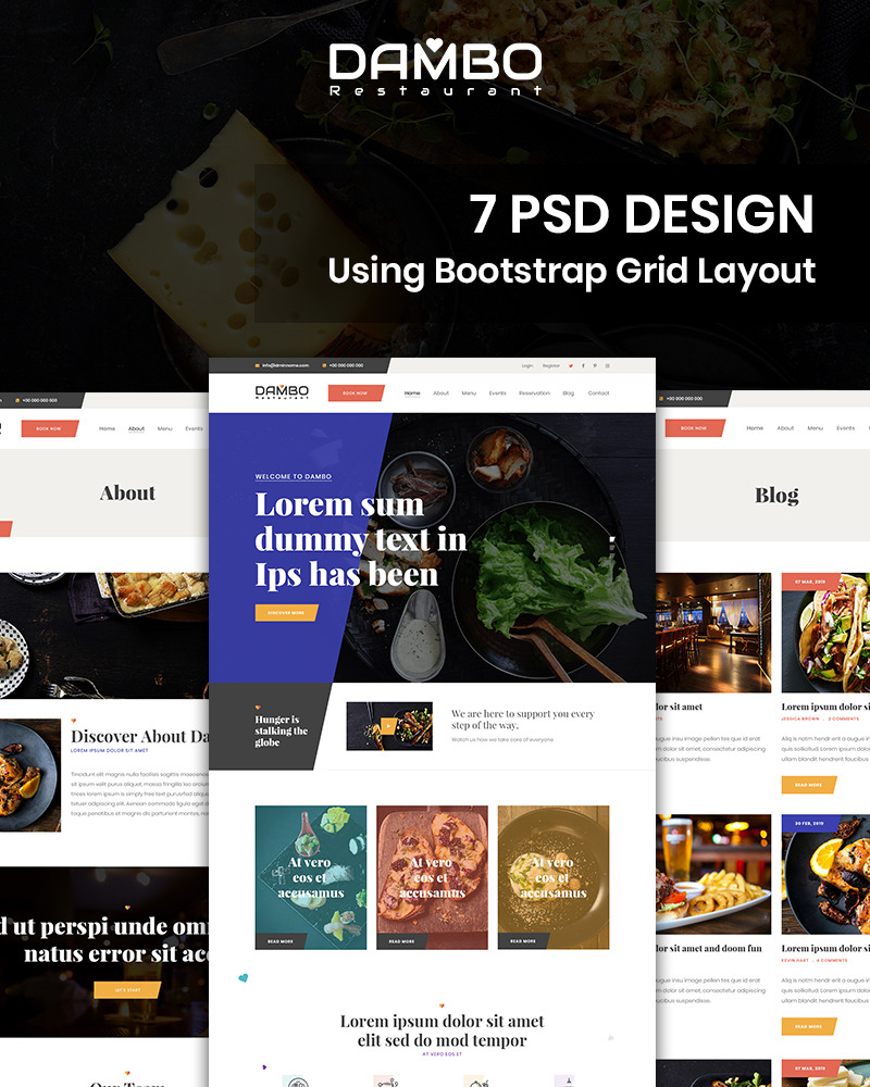 Dambo Restaurant - Restaurant PSD Template - TemplateMonster