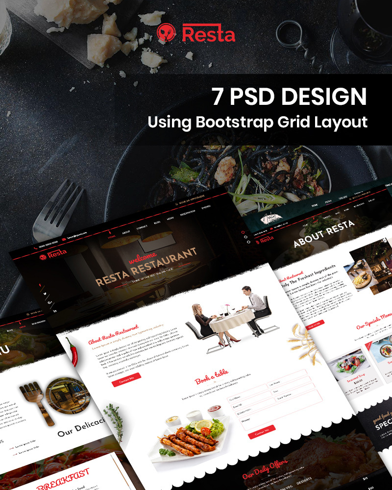 Resta - Restaurant PSD Template #87913 - TemplateMonster