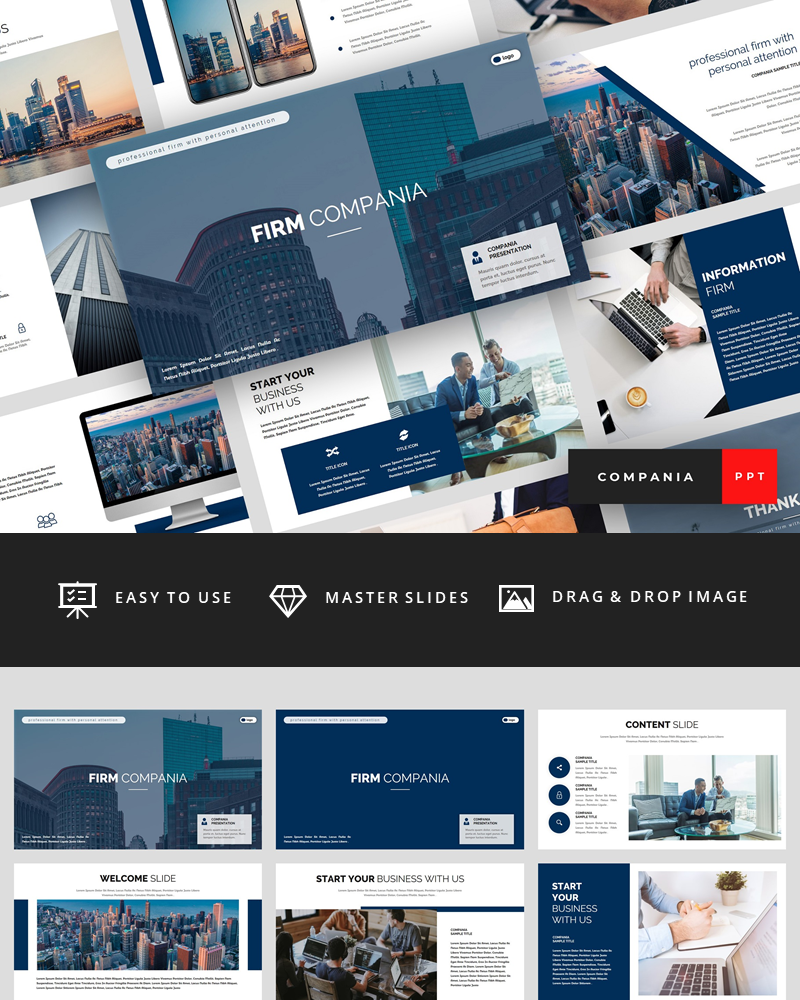 Compania Firm Presentation PowerPoint template