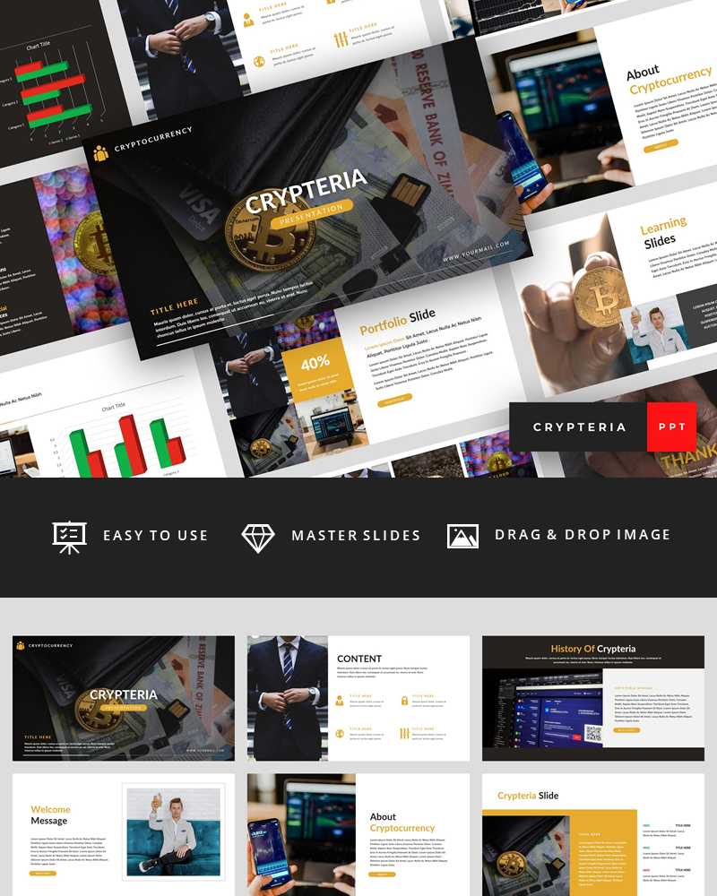 Crypteria - Cryptocurrency Presentation PowerPoint template