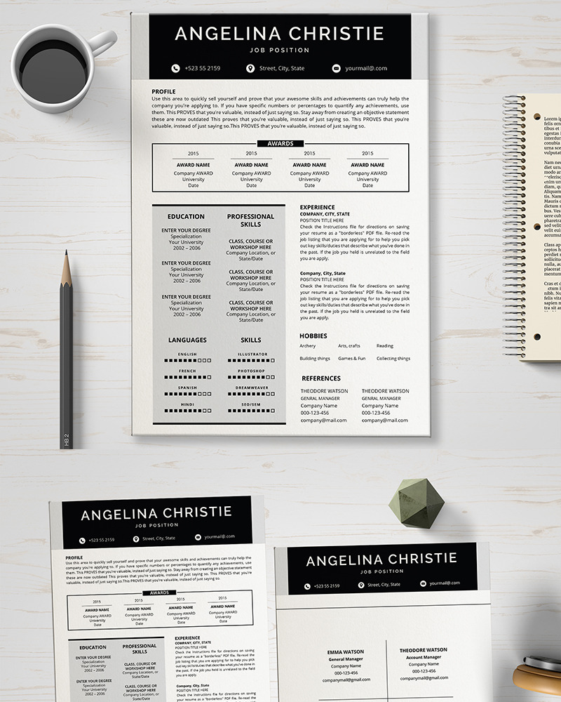 Angelina Christie Resume Template #88978 - TemplateMonster