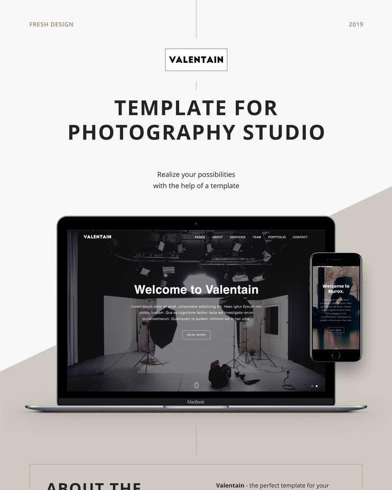 Valentain - Photography Studio Landing Page Template