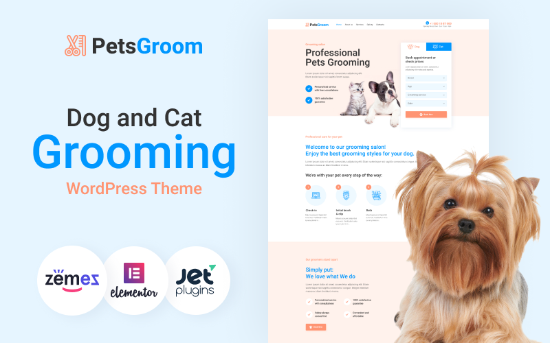 PetsGroom Köpek ve Kedi Bakımı WordPress Teması