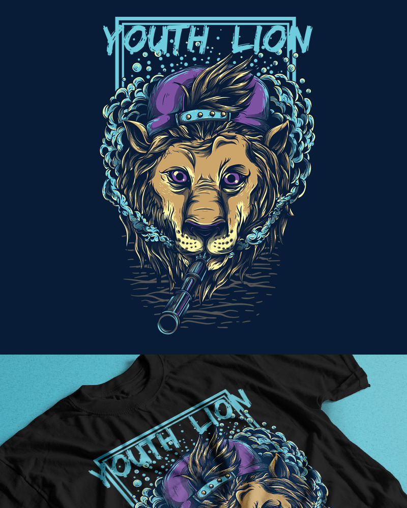 Youth Lion - T-shirt Design #89304 - TemplateMonster