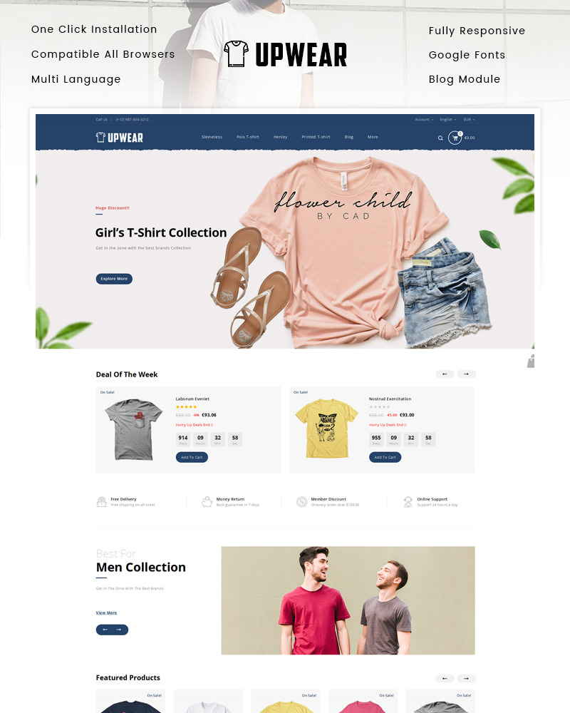 Upwear - TShirts Store PrestaShop Theme #89654