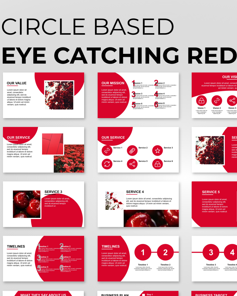 Circle Based Red Presentation PowerPoint template