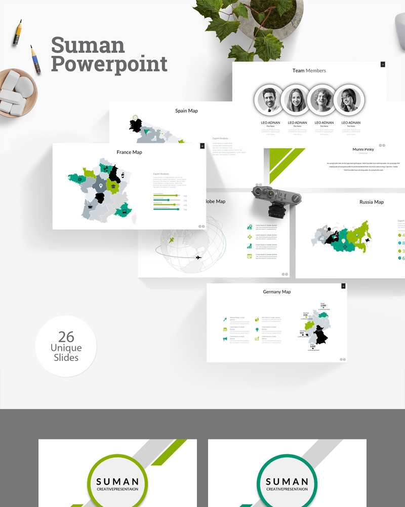 Suman Presentation PowerPoint template - TemplateMonster