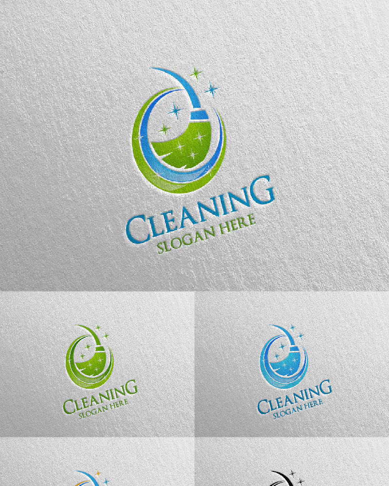 Cleaning Service with Eco Friendly 11 Logo Template