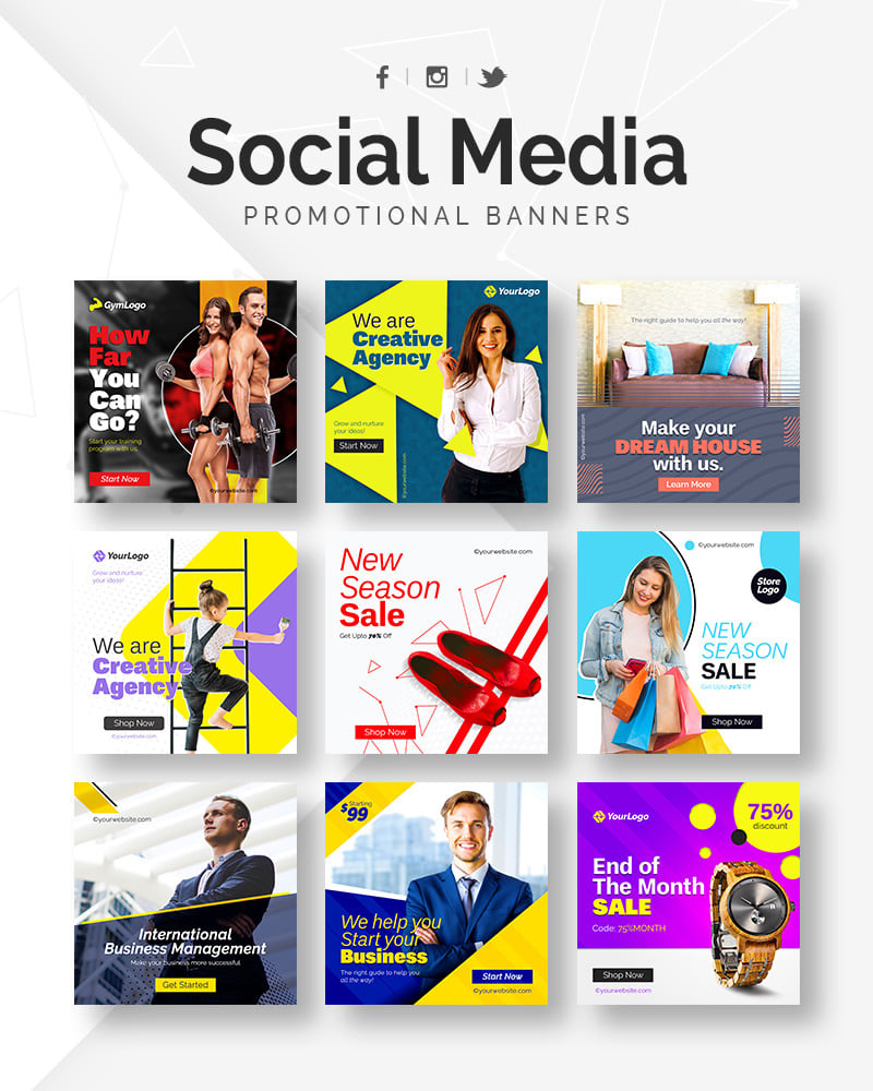 Catchy Bundle Social Media Template #90619 - TemplateMonster