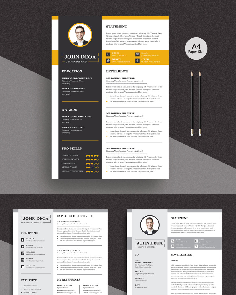 John 3 Pages Modern Resume Template #90720 - TemplateMonster