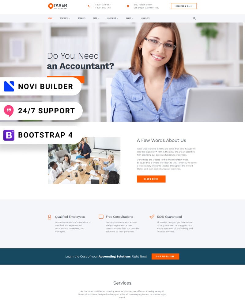 Taxer - Novi Builder Accounting Company Website Template