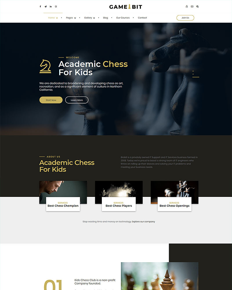 Gamebit - chess club and board games WordPress Theme