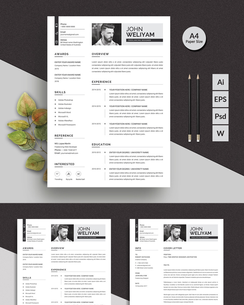 Weliyam Modern Resume Template #93290 - TemplateMonster