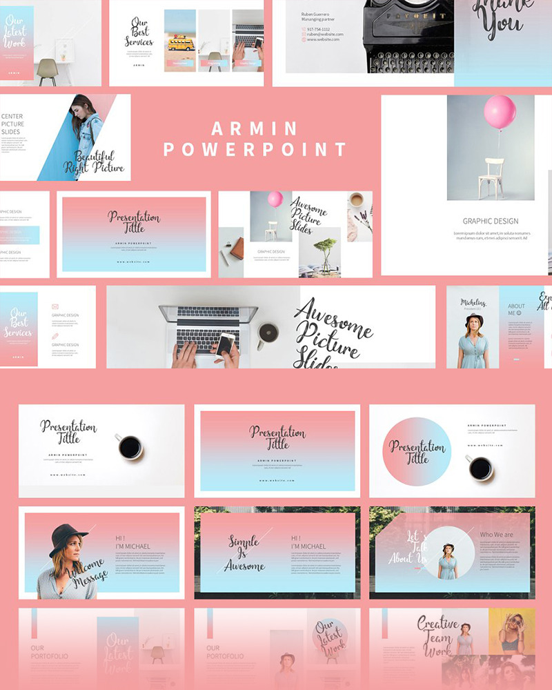 Armin Lookbook PowerPoint template #93945 - TemplateMonster