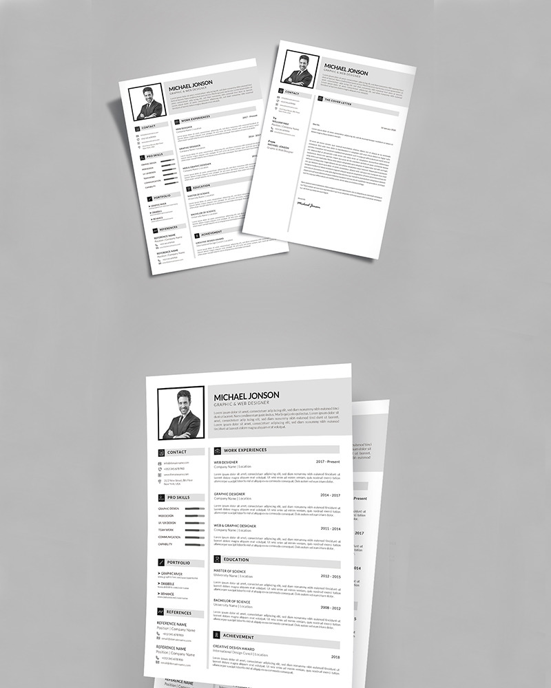 Clean with cover letter Resume Template - TemplateMonster