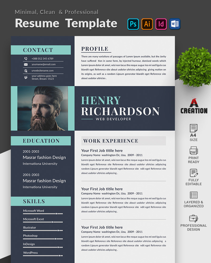 Henry Richardson Web developer Resume Template