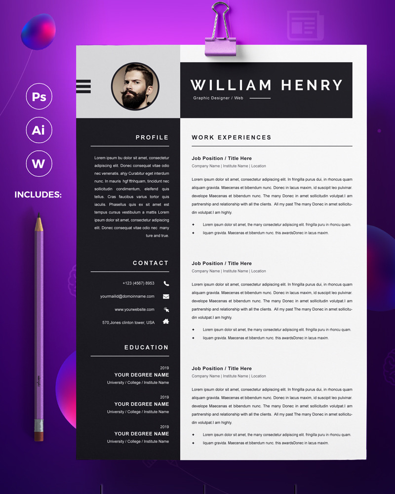 Henry Resume Template #95627 - TemplateMonster