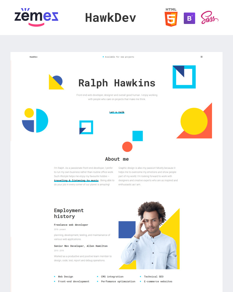 HawkDev - Web Developer Portfolio Website Template