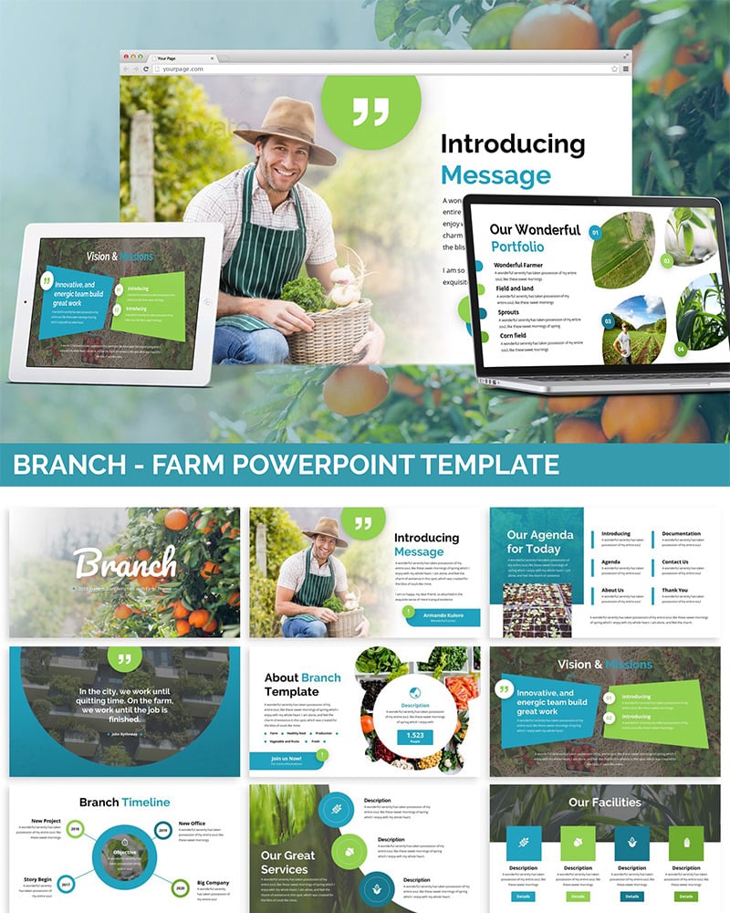 Branch - Farm Theme PowerPoint template - TemplateMonster
