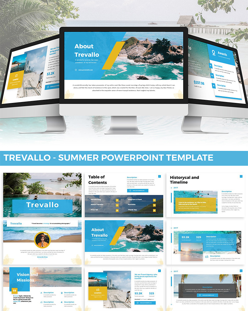 Trevallo - Summer PowerPoint template - TemplateMonster