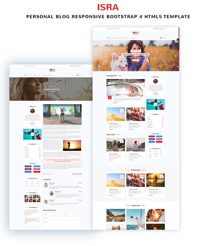 ISRA - Personal Blog Website Template - TemplateMonster
