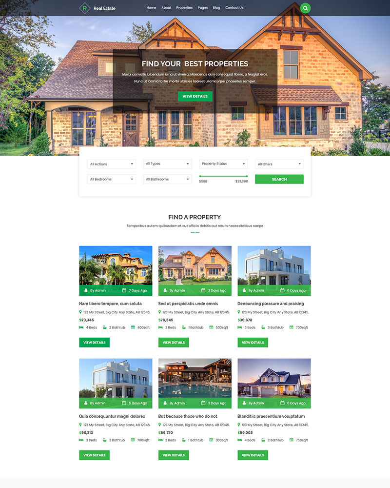 Real Estate PSD Template #98020 - TemplateMonster