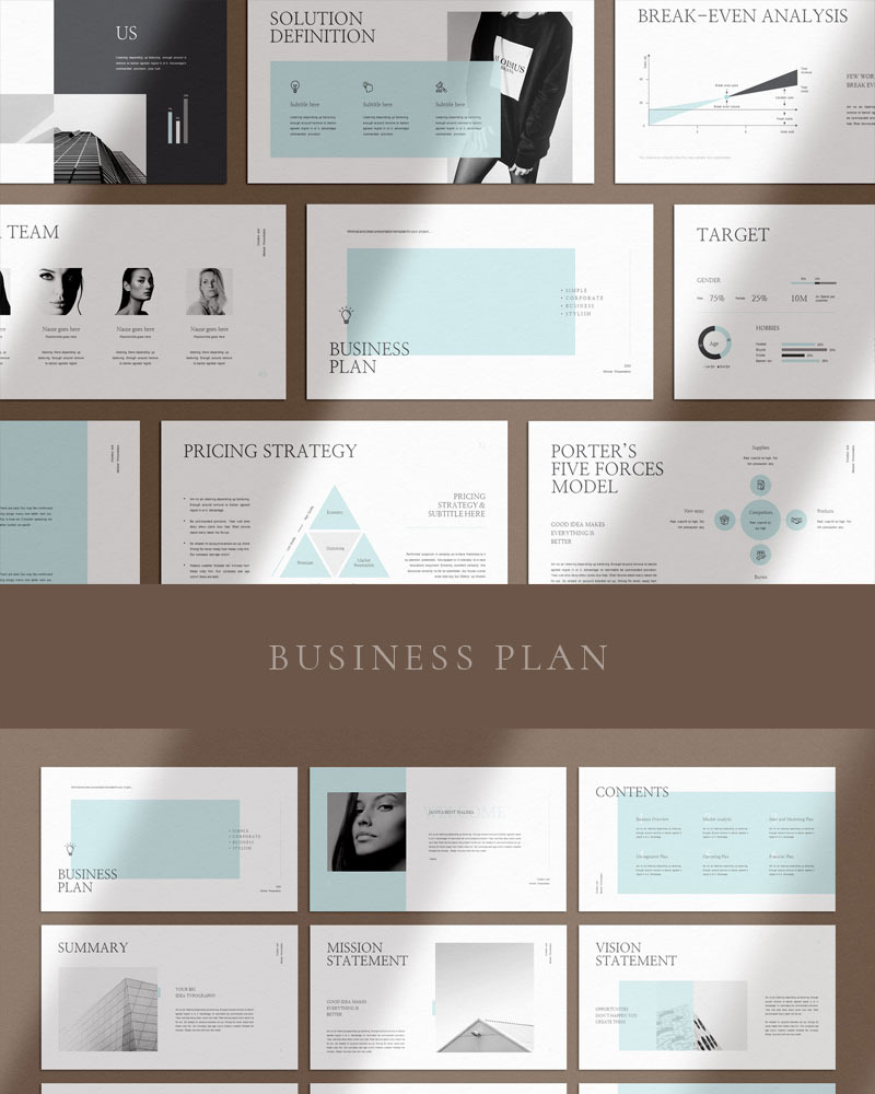 Clean and Clear Business Plan PowerPoint template