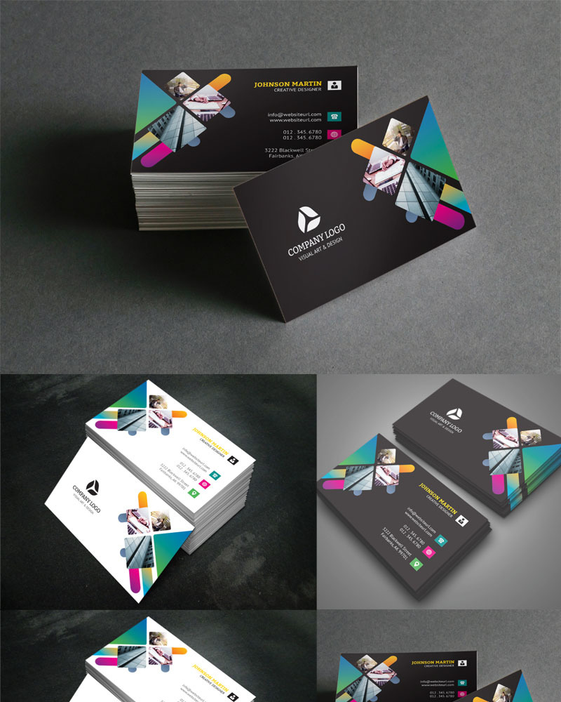 Dark Color Business Card - Corporate Identity Template