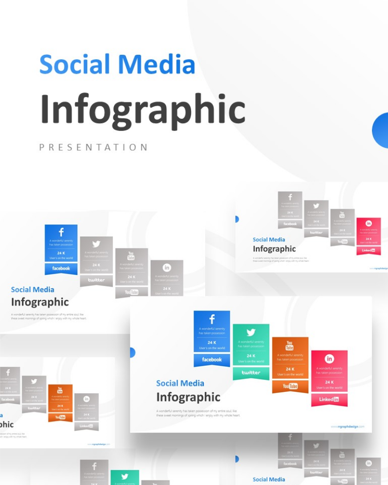 Four Options with Social Media Presentation PowerPoint template