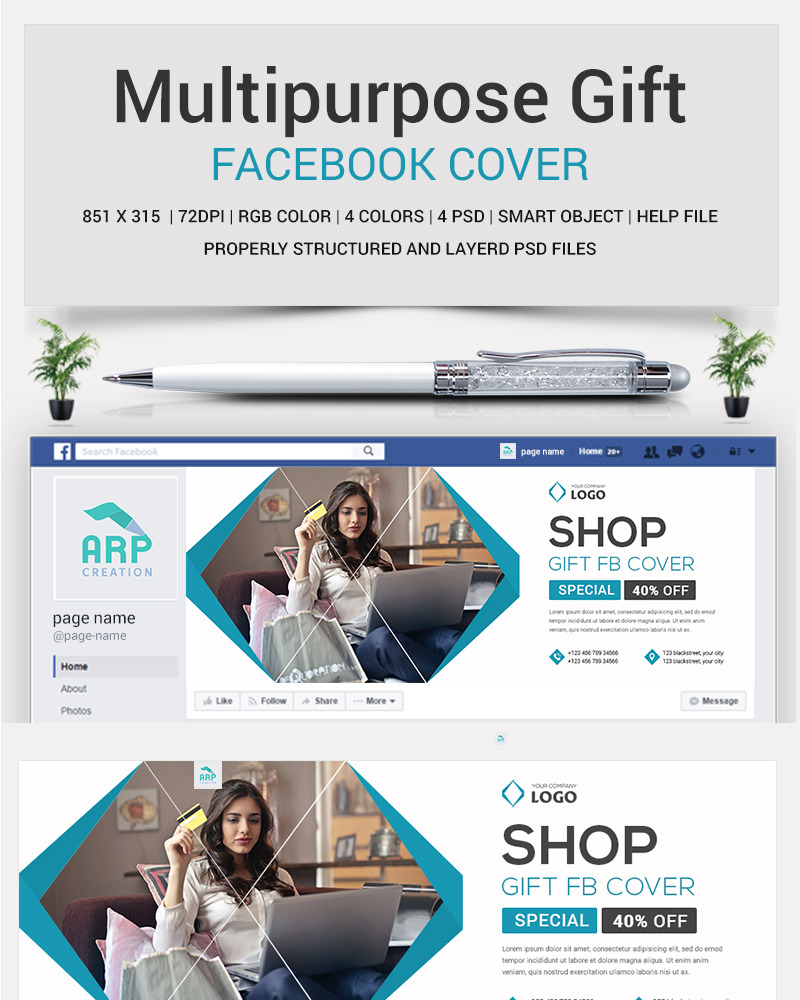 Multipurpose Gift Facebook Timeline Cover Social Media Template