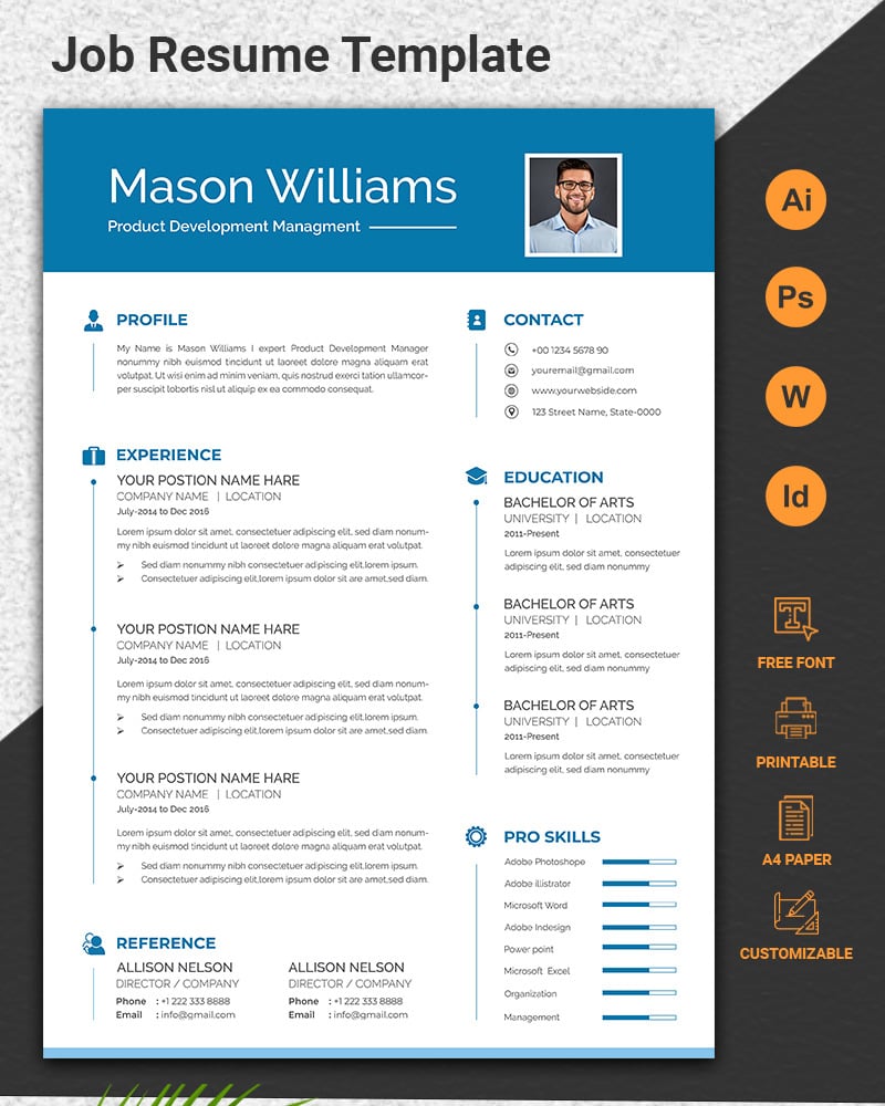 Professional Job Cv Resume Template #98865 - Templatemonster