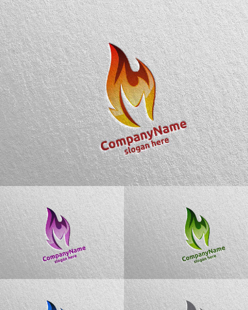 3D Fire Flame Element Design 5 Logo Template