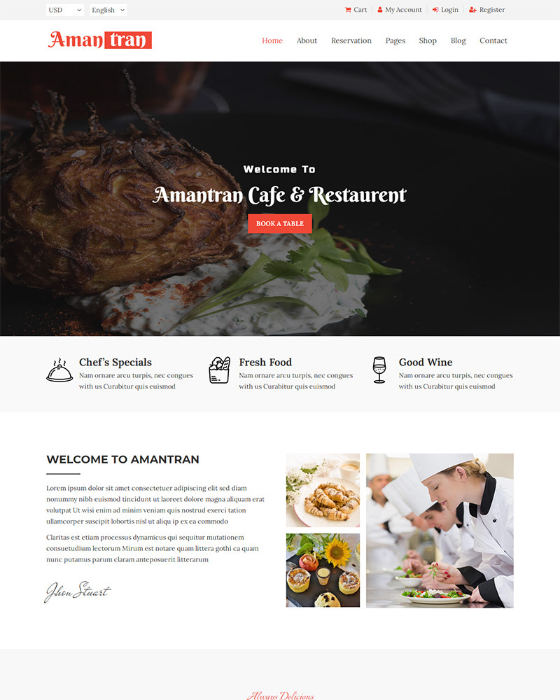 Amantran - Restaurant HTML5 Website Template