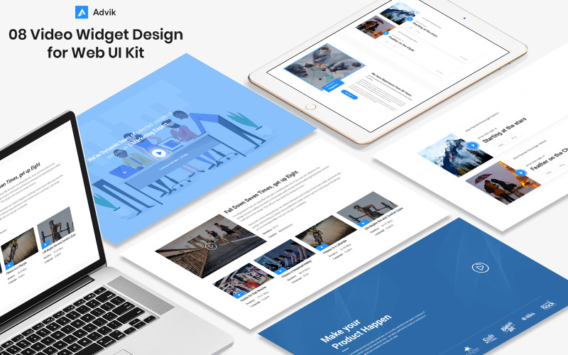 8 Videos Widget design for Web-UI Kit UI Element