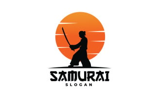 Sunset with Samurai Logo Template