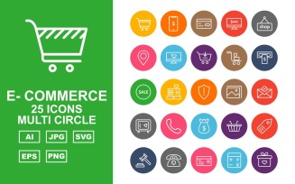 25 Premium E-Commerce Multi Circle Pack Icon Set