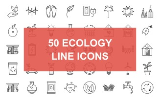 50 Ecology Line Black Icon Set