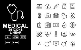 25 Premium Medical Linear Icon Set
