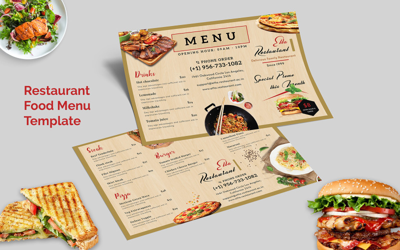 Restaurant Food Menu (Horizontal) - Corporate Identity Template