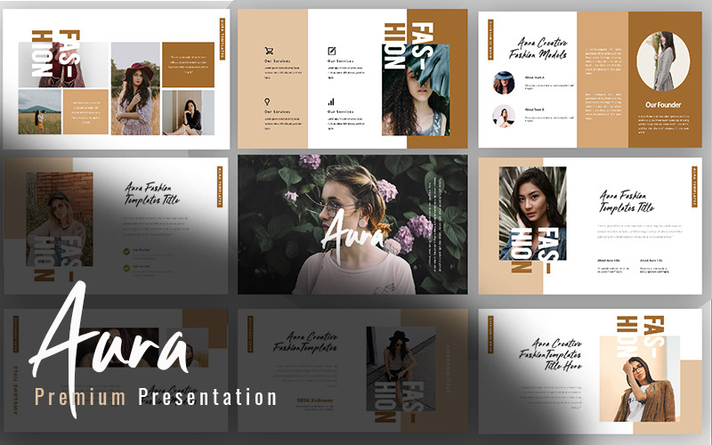 Aura Creative Fashion PowerPoint template PowerPoint Template