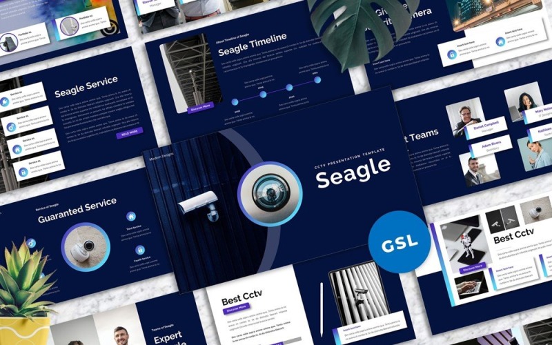 Cctv Seagle - CCTV PowerPoint template PowerPoint Template