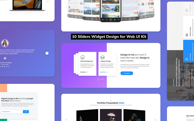 10 Sliders Widget Design for Web-UI Kit UI Element