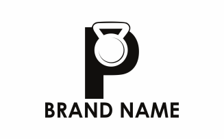 Letter P Barbell Logo Template